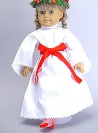 Saint Lucia Holiday Christmas Gown Dress Outfit Fits American Girl 18 Doll Kirsten