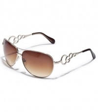 G by GUESS Women's Metal Rim Aviator Sunglasses, GOLD