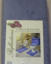 5 PIECE BLUE BATHROOM RUG SET, INCLUDES AREA RUG, CONTOUR RUG, LID COVER AND TANK SET - COLOR: BLUE