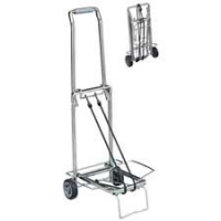 Sparco Compact Luggage Cart, Easy-Grip Handle, Flip-Out Support Platform, 150 lb. Capacity, Chrome