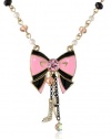 Betsey Johnson Paris is Always a Good Idea Bow Multi-Charm Pendant Necklace, 19