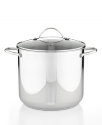 All for the family. This generously sized stockpot is your go-to for whipping up big meals, from chilis to stews to soups & beyond, for family gatherings. Cook on the bright side with a stunning stainless steel body and encapsulated, impact-bonded base that promotes even, quick heating and slip right into the dishwasher for fast cleanup. Lifetime warranty.