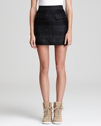 Make your mark in our MARC BY MARC JACOBS skirt--a mighty mini for leg-baring flair, rendered in a soft wool blend.