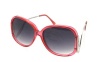 Square Oversized Womens Sunglasses with Curved Metal Temple (Pink)