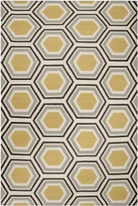 Surya Fallon Jill Rosenwald Honeycomb Flatweave Area Rug, 3-Feet 6-Inch by 5-Feet 6-Inch, Light Blue/Black/Cream/Yellow