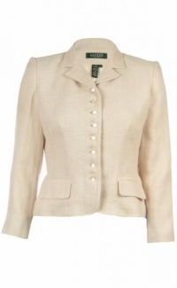 Lauren by Ralph Lauren Linen Tweed Blazer Parfait Pink Petite