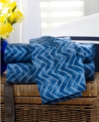 Lauren by Ralph Lauren Bedding Indigo Modern Herringbone CALIFORNIA KING Extra-Deep Fitted Sheet