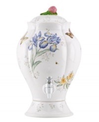 Graced with the whimsical springtime motif of Butterfly Meadow dinnerware, this Lenox drink dispenser pours on the charm as well as 200-some ounces of your favorite cold beverage. With beautiful scalloped detail in fresh white porcelain.