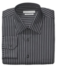 In contemporary contrasting tones, this striped shirt from Geoffrey Beene is a modern addition to your work rotation.