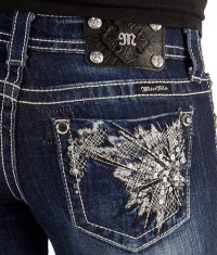 Miss Me Denim Jeans Womens Rhinestone Burst Bootcut Dark Wash JP5775B