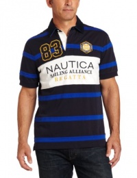 Nautica Men's Striped with Cheststripe Polo