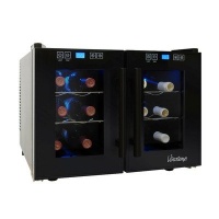 Vinotemp VT-12TEDTS-2Z 12-Bottle Dual-Zone Thermoelectric Wine Cooler, Black