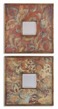 Uttermost Set of Two Colorful Flowers 19 Wide Wall Mirrors