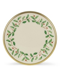 What finer things can there be than this? Part of an exquisite china collection from Lenox, enjoy this fine holiday bread and butter plate at your festive table.