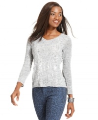 A metallic finish upgrades this petite heathered knit from Style&co.  A great addition to your holiday wardrobe!