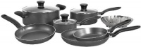 T-fal A821SA94 Initiatives Nonstick Inside and Out Dishwasher Safe 10-Piece Cookware Set, Black