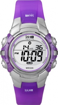 Timex Women's T5K459 1440 Sports Digital Silver/Translucent Purple Resin Strap Watch