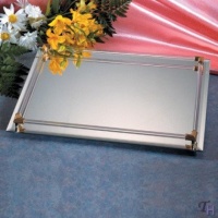 8X11 MIRROR VANITY TRAY - 8X11 MIRROR WITH GOLD PLATED ACCENTS VANITY TRAY - ...