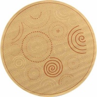 Safavieh CY1906-3201 Courtyard Collection Natural and Terracotta Indoor/Outdoor Round Area Rug, 6-Feet 7-Inch