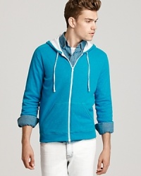 A sporty hoodie always comes in handy and in rich, bright color it jazzes up your attire to boot.