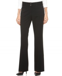 Alfani's petite pants feature a wide waistband with a double-button detail for sleek (and affordable!) suiting.