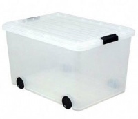 IRS103051 - Storage Box, w/ Wheels,56 Quart,15-3/4x21-3/4x12-7/8,CL