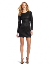 Halston Heritage Women's Long Sleeve Stretch Leather Dress, Black, 2