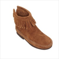 Minnetonka Children's Back Zipper Boot Hardsole Suede Shoes