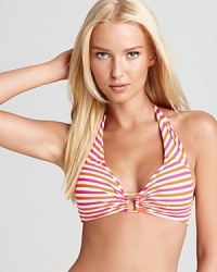 Preppy stripes prove a shore bet with this bikini bottom from Lauren by Ralph Lauren. The cut is utterly flattering -- gold ring detailing adds a hint of glitz.