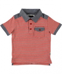 Sean John Boys 4-7 Stripe Polo (6, Red)