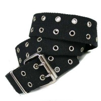 Canvas Black & Silver Double Grommet Belt