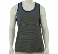 Kenneth Cole Reaction (093) Black Combo (black, white and royal blue) Horizontal Stripes Tank Top