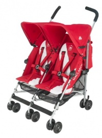 Maclaren Twin Triumph Stroller, Scarlet/Silver