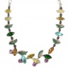 Mariana Spirit of Design Silver Plated Goldfinger Collection Swarovski Crystal Collar Leaf Necklace in the colors of Emerald, Metallic Gold, Lilac, Topaz and Purple Pearls