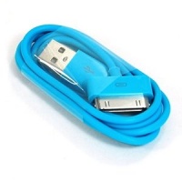 COSMOS ® Aqua Blue 3 feet USB Charge and Sync Data Cable for iPod touch itouch / Nano / iPhone 4 4s 3 3Gs / iPad, FITS IPHONE 4 BUMPER AND ALL OTHER CASES + Free COSMOS cable tie