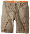 Freestyle Boys 2-7 Contrast Rib Stop Short, Khaki/Orange, 5