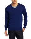 Fred Perry Men's V-Neck Sweater, Medieval Blue/Brass/Black, X-Large