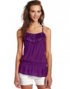 A. Byer Juniors Smock Waist Ruffled Front Tank Top