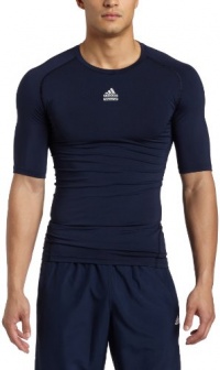 adidas Men's TECHFIT Cut & Sew Short-Sleeve Top (Collegiate Navy, Large)