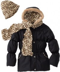 Pink Platinum Girls 7-16 Cheeta Printed Jacket, Black, 10/12