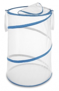 Whitmor  6155-699  18 Inch Collapsible Hamper, White With Blue Trim