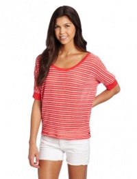 Roxy Juniors Doheny 2 Knit Top, Hot Rose Stripe, X-Large