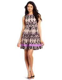 Jessica Simpson Women's Printed Dress with Pleated Skirt, Bellflower, 12