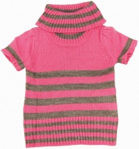 Blue Heart Infant/Toddler Girl Gray/Pink Striped Short Sleeve Turtleneck Sweater