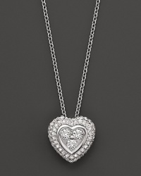 Diamond and 14K White Gold Heart Pendant Necklace, .50 ct. t.w., 16