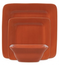 Gibson Frontino 12-Piece Handpainted Square Dinnerware Set, Rusty