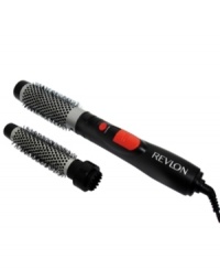 Make shiny, frizz-free hair part of your morning routine with Revlon's versatile hot air styler and dryer. The two brush attachments, perfect for styles big and small, use ceramic elements and rotating-barrel technology for that sleek, tangle-free look. One-year warranty. Model RV444C.