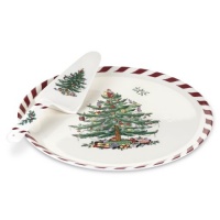 Spode Christmas Tree Peppermint Cake Plate and Server, 11-Inch