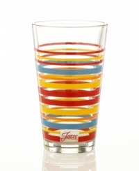 Your daily dose of retro charm! Created exclusively for Macy's, these colorful ringed drinking glasses are simple, fun and undeniably hip. Mix and match!