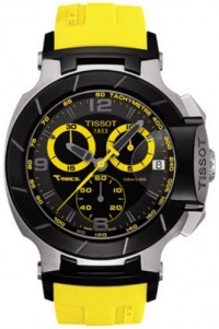 Tissot Men's T0484172705703 T-Race Quartz Yellow Strap Chronograph Dial Watch